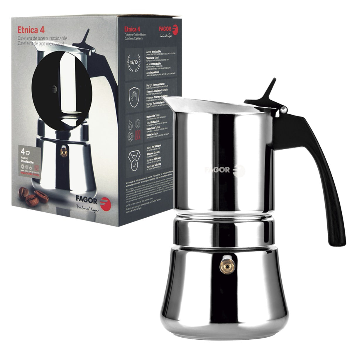 "fagor" Etnica 4 Cup S/s Espresso Maker