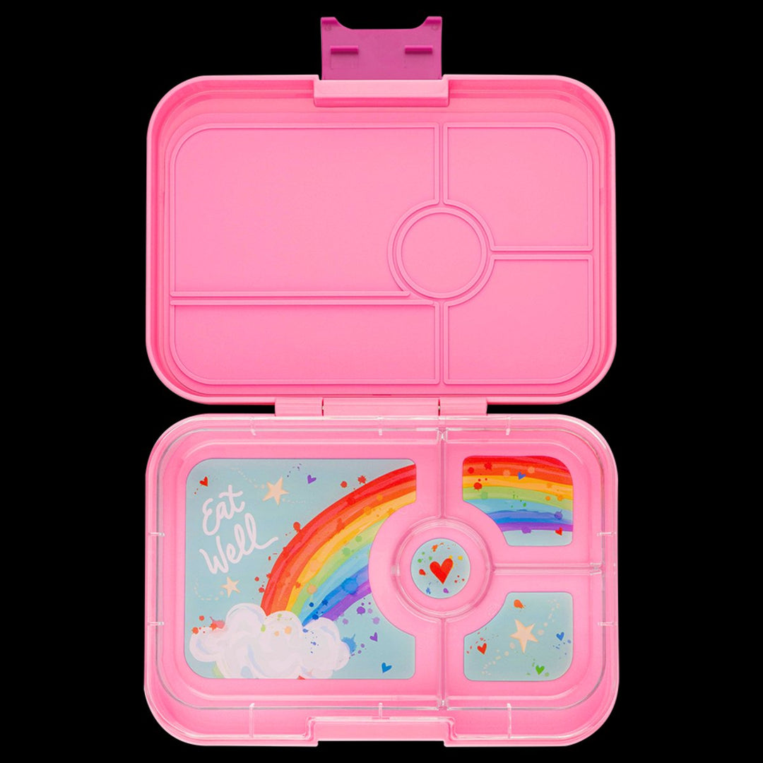 Yumbox Tapas Lunch Box 4 Compartment Capri Pink - Rainbow Tray