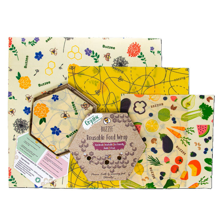 Buzzee Organic Beeswax Wraps (Pack Of 3)