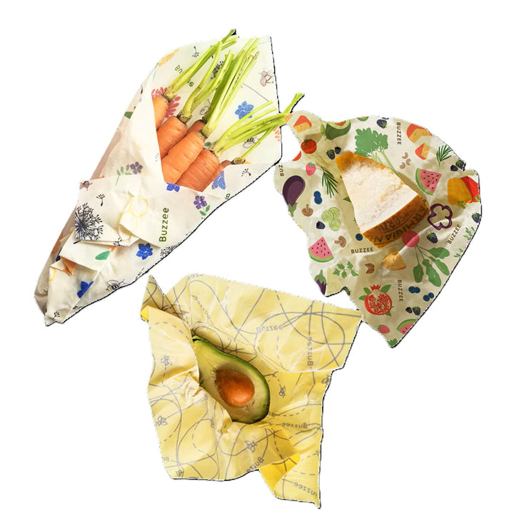 Buzzee Organic Beeswax Wraps (Pack Of 3)