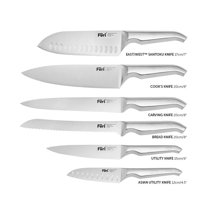 Furi Pro Magnetic Hexagonal Knife Block 7 Piece Set