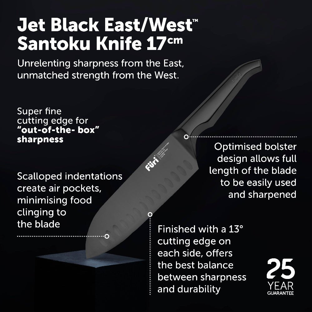 Furi Pro Jet Black East West 17Cm Santoku Knife