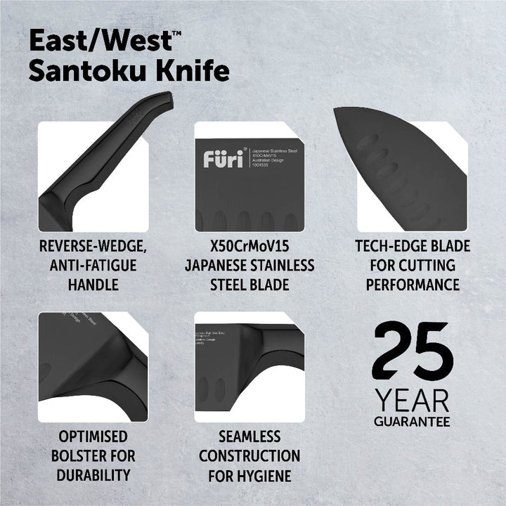 Furi Pro Jet Black East West 13Cm Santoku Knife