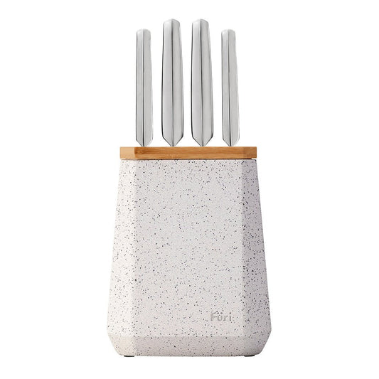 Furi Pro Stone Knife Block Terazzo 5 Piece Set Black And White