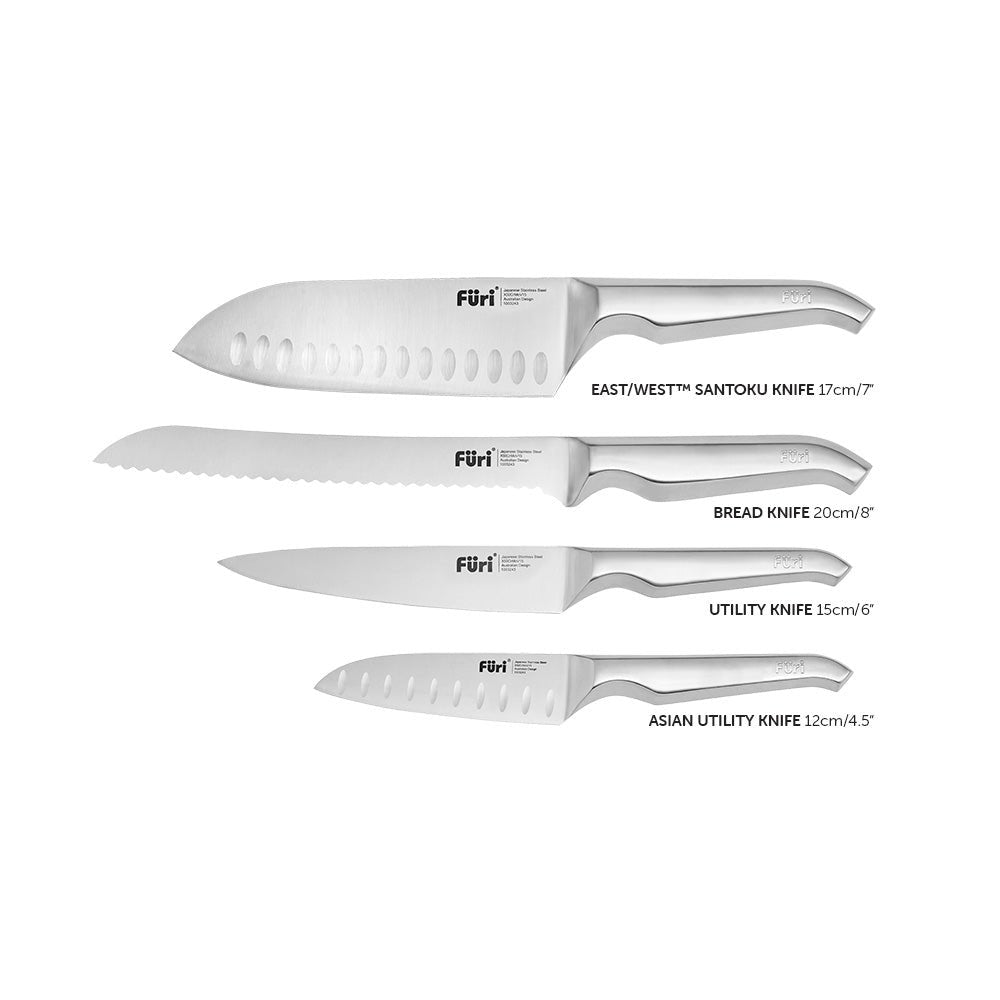 Furi Pro Stone Knife Block Terazzo 5 Piece Set Black And White