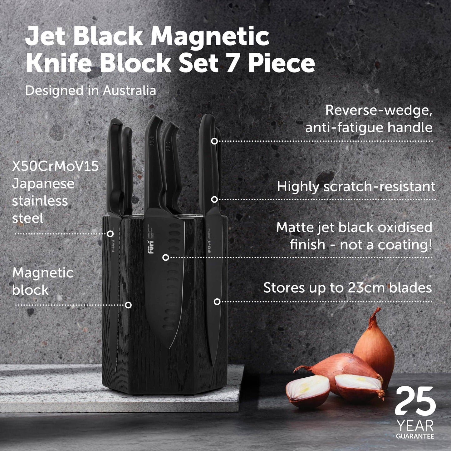 Furi Jet Black Magnetic Hexagonal Block Set 7 Piece