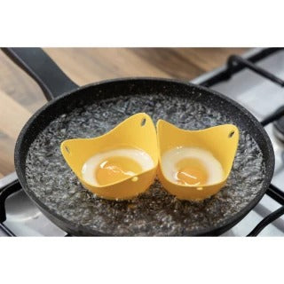 Cuisena Silicone Egg Poachers 2Pc Set Heat-Resistant 10X10Cm Yellow