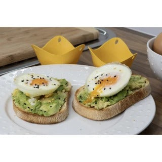 Cuisena Silicone Egg Poachers 2Pc Set Heat-Resistant 10X10Cm Yellow