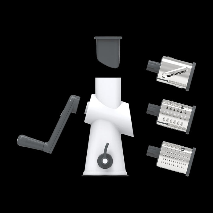 Appetito 3 Blade Drum Grater W/ Lockable Suction Base (White/Grey)