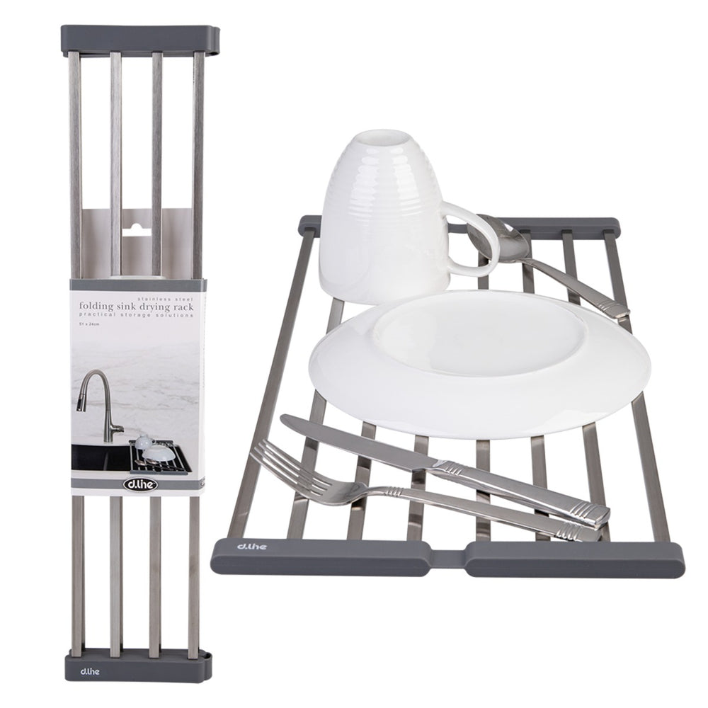 Stainless Steel Folding Sink Drying Rack 51X24Cm (Grey)