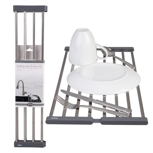 Stainless Steel Folding Sink Drying Rack 51X24Cm (Grey)