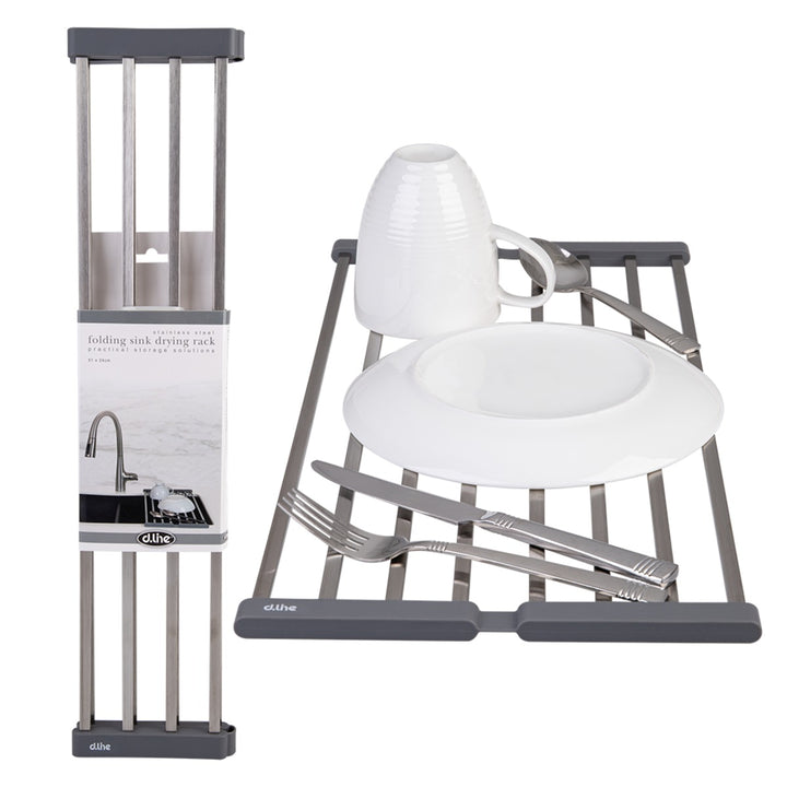 Stainless Steel Folding Sink Drying Rack 51X24Cm (Grey)