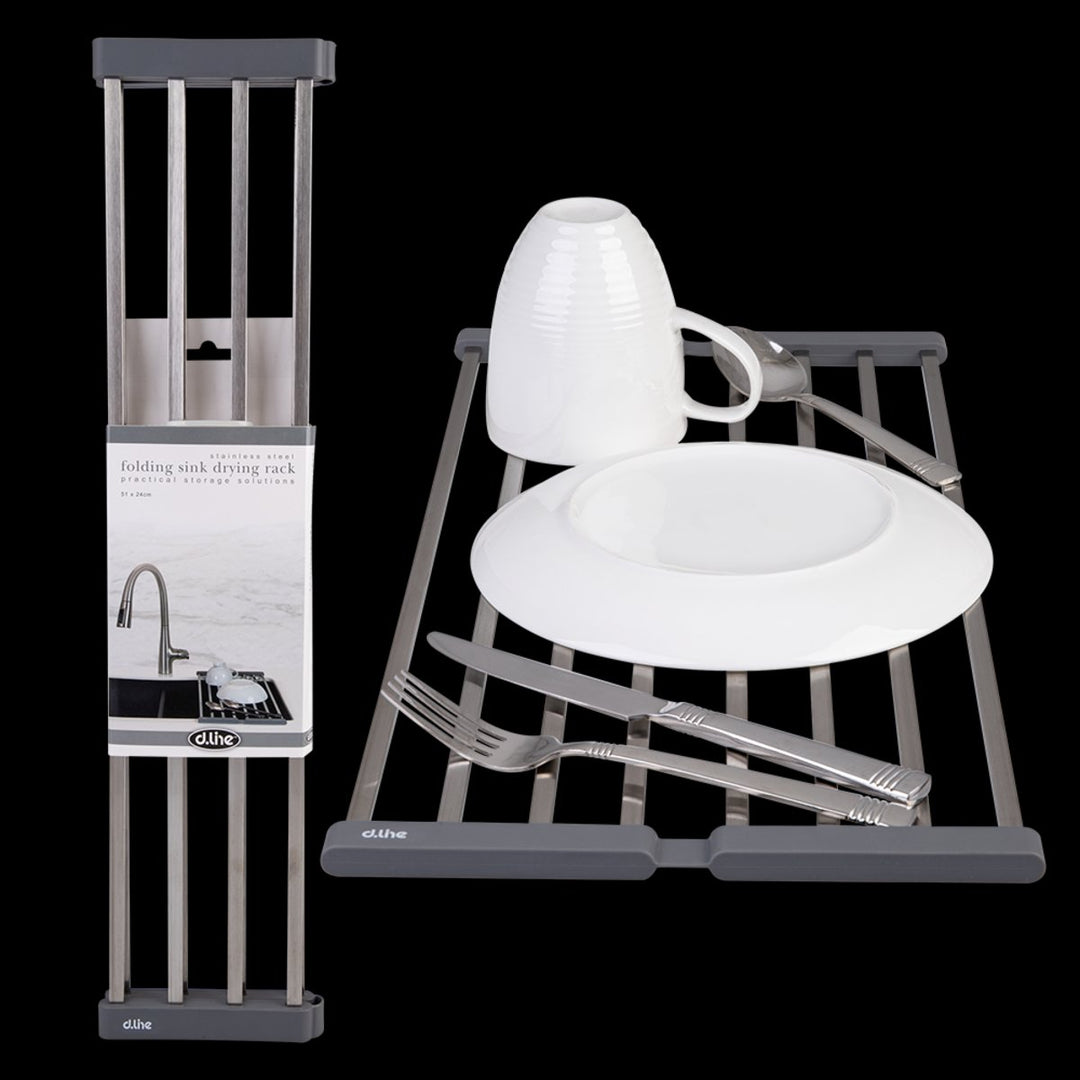 Stainless Steel Folding Sink Drying Rack 51X24Cm (Grey)