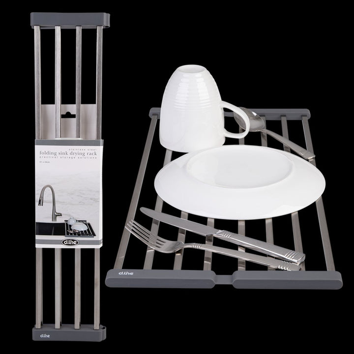 Stainless Steel Folding Sink Drying Rack 51X24Cm (Grey)