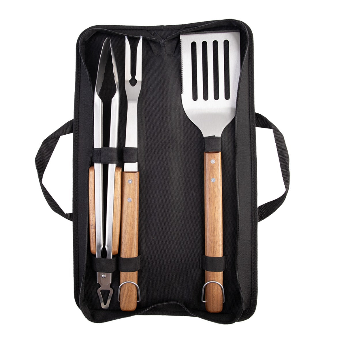 Urban Grill 3 Piece Bbq Tool Set - Acacia Handles And Carry Case
