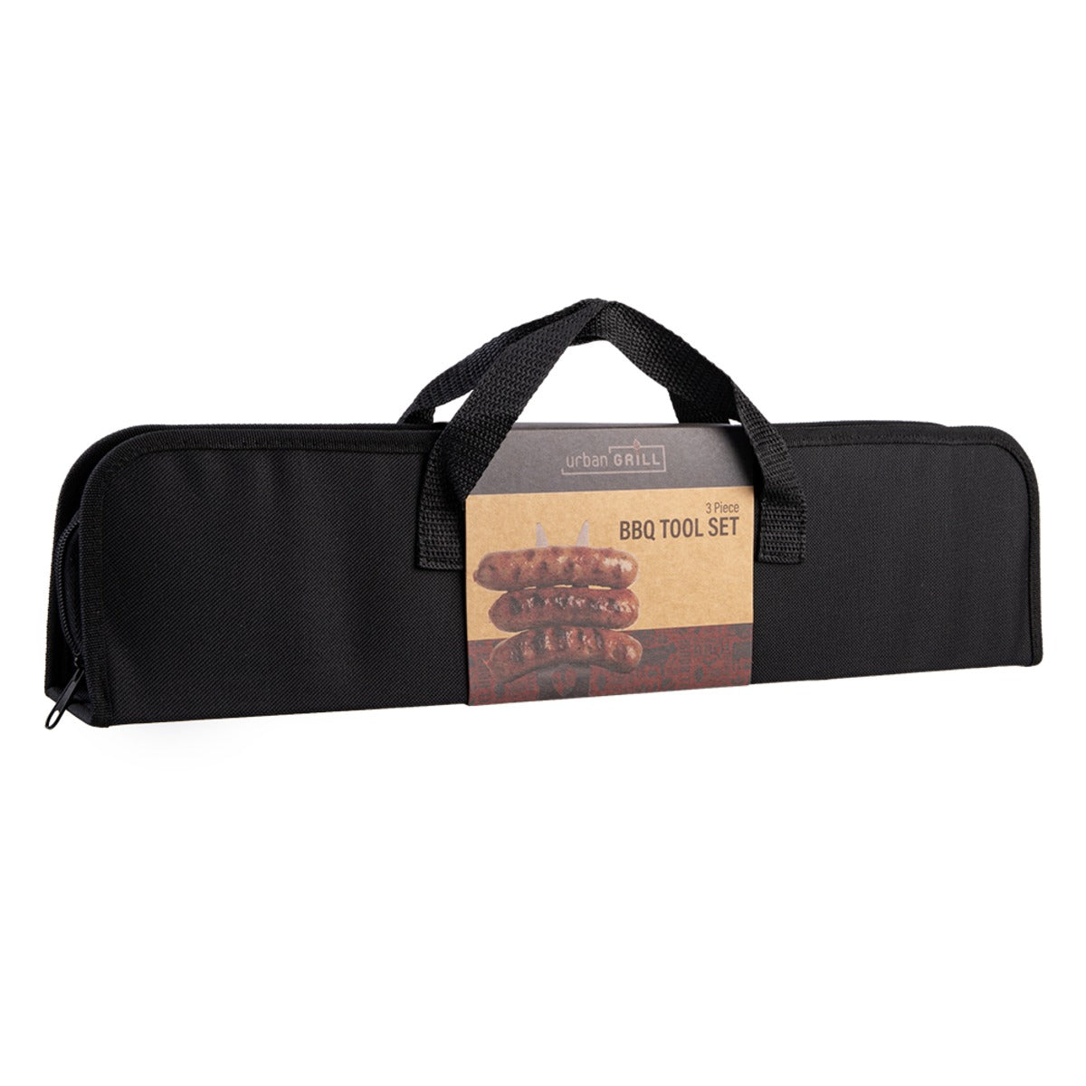 Urban Grill 3 Piece Bbq Tool Set - Acacia Handles And Carry Case