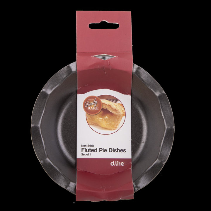 Non Stick Fluted Pie Dish Set Of 4 12.5cm Dia. X 3cm