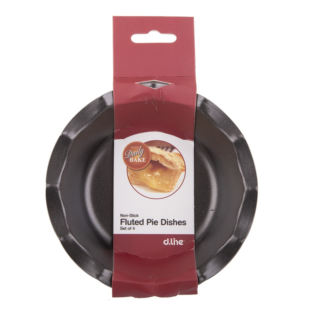 Non Stick Fluted Pie Dish Set Of 4 12.5cm Dia. X 3cm