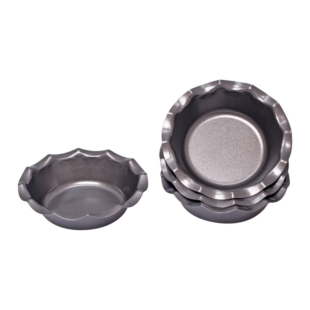 Non Stick Fluted Pie Dish Set Of 4 12.5cm Dia. X 3cm