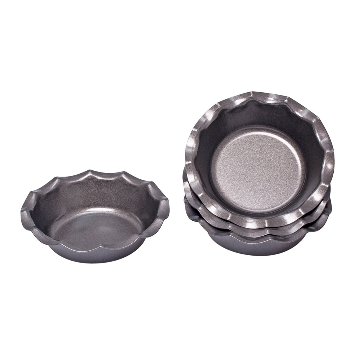 Non Stick Fluted Pie Dish Set Of 4 12.5cm Dia. X 3cm