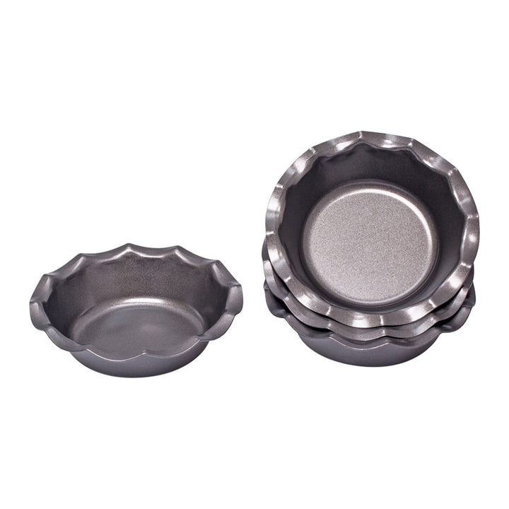 Non Stick Fluted Pie Dish Set Of 4 12.5cm Dia. X 3cm