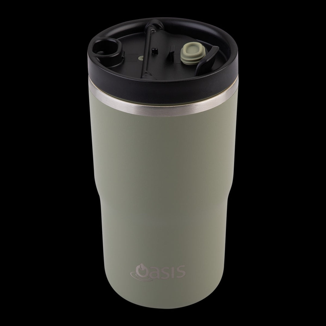 Oasis Ceramic Lined S/s Double Wall Insulated Travel Mug 480ml (olive Green)