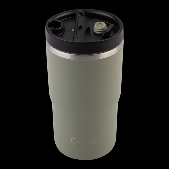 Oasis Ceramic Lined S/s Double Wall Insulated Travel Mug 480ml (olive Green)
