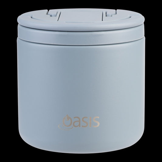 Oasis S/S Double Wall Ins. Food Flask W/ Quick Release Lid & Spork 550Ml (HAZY BLUE)