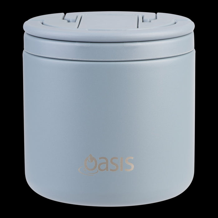 Oasis S/S Double Wall Ins. Food Flask W/ Quick Release Lid & Spork 550Ml (HAZY BLUE)