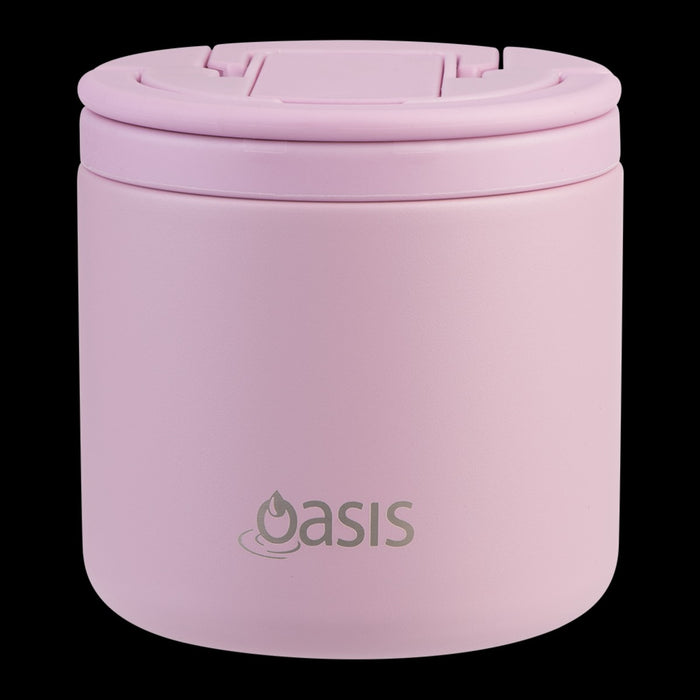 Oasis S/S Double Wall Ins. Food Flask W/ Quick Release Lid & Spork 550Ml (Blush)