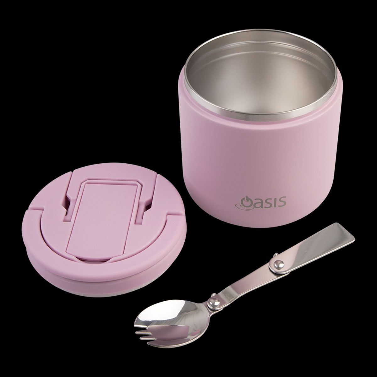 Oasis S/S Double Wall Ins. Food Flask W/ Quick Release Lid & Spork 550Ml (Blush)