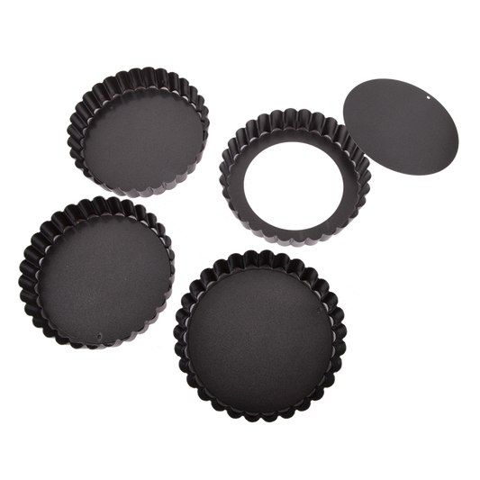 4Pc Daily Bake Non-Stick Quiche Pan Loose Base Bakeware 12X2.5Cm Set