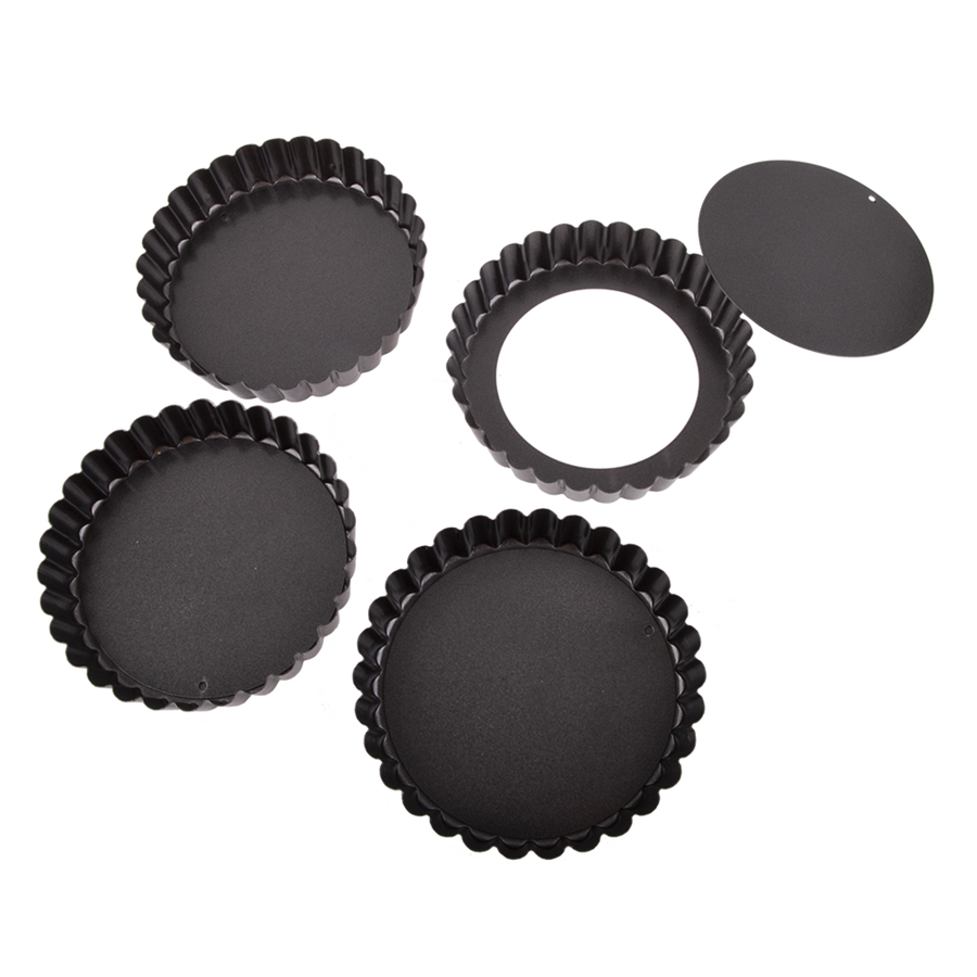 4Pc Daily Bake Non-Stick Quiche Pan Loose Base Bakeware 12X2.5Cm Set