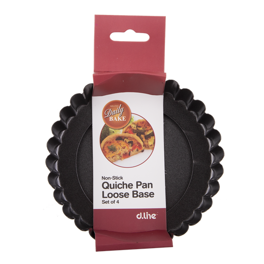 4Pc Daily Bake Non-Stick Quiche Pan Loose Base Bakeware 12X2.5Cm Set