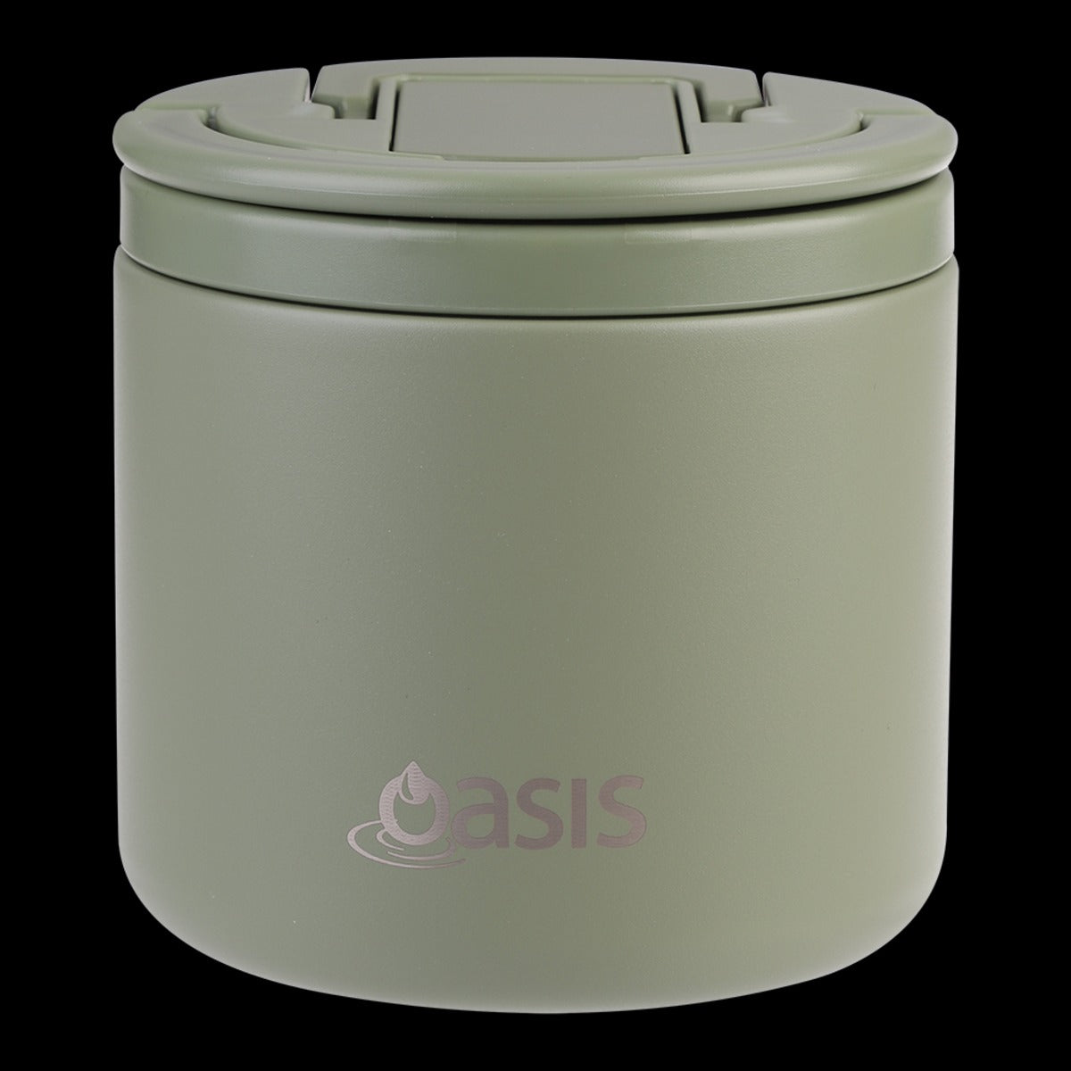 Oasis S/s Double Wall Ins. Food Flask W/ Quick Release Lid & Spork 550ml (olive Green)