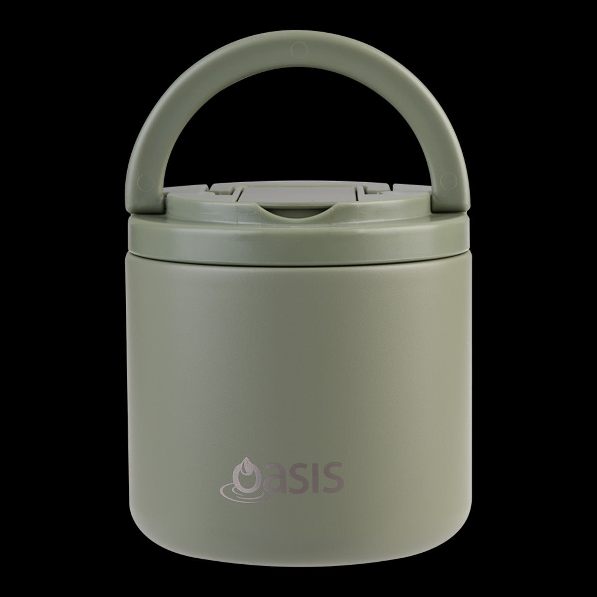 Oasis S/s Double Wall Ins. Food Flask W/ Quick Release Lid & Spork 550ml (olive Green)