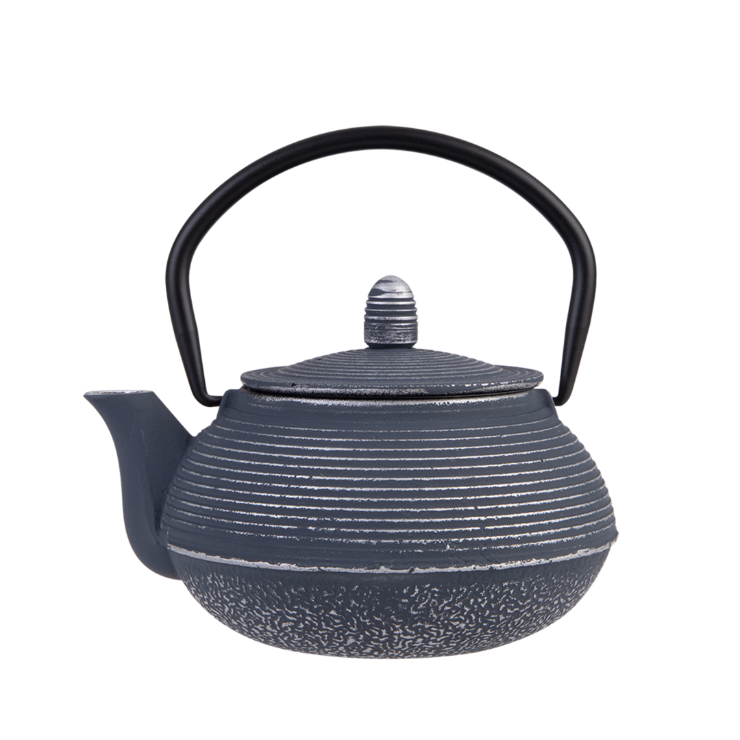 Cast Iron Teapot 600ml - Linear (dark Blue-silver)