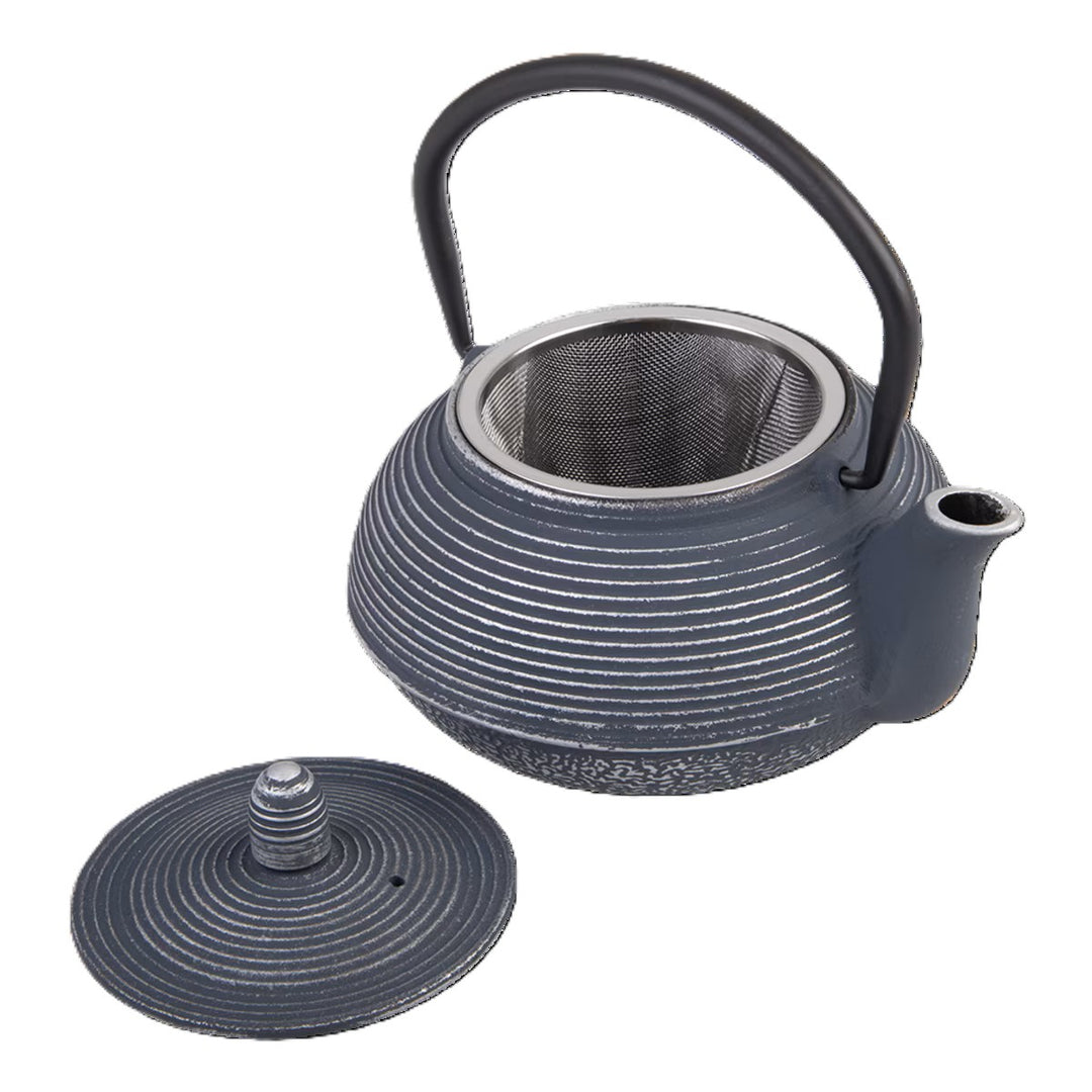 Cast Iron Teapot 600ml - Linear (dark Blue-silver)