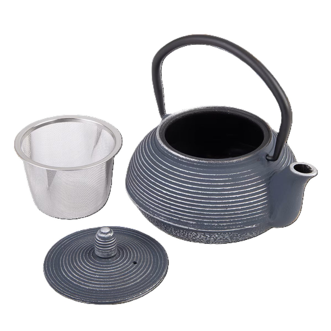 Cast Iron Teapot 600ml - Linear (dark Blue-silver)