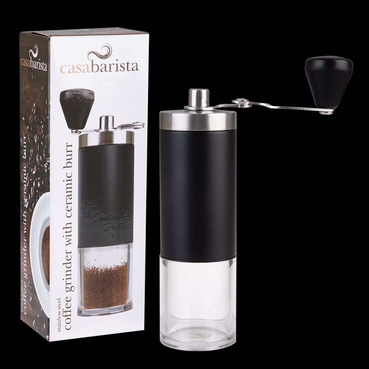 S/s Hand Coffee Grinder With Ceramic Burr - Black