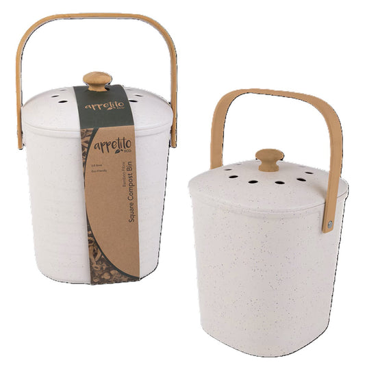 Appetito Bamboo Compost Bin 3.8l White