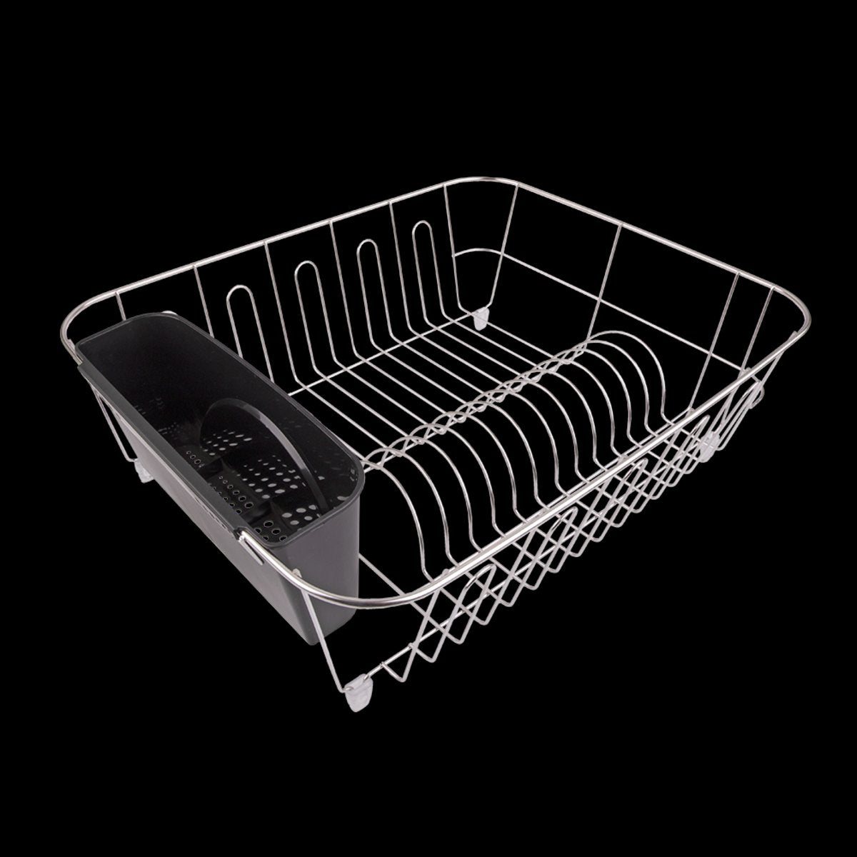 Large S/s Dish Drainer W/caddy 44.5 X 35.5 X 14cm (black)
