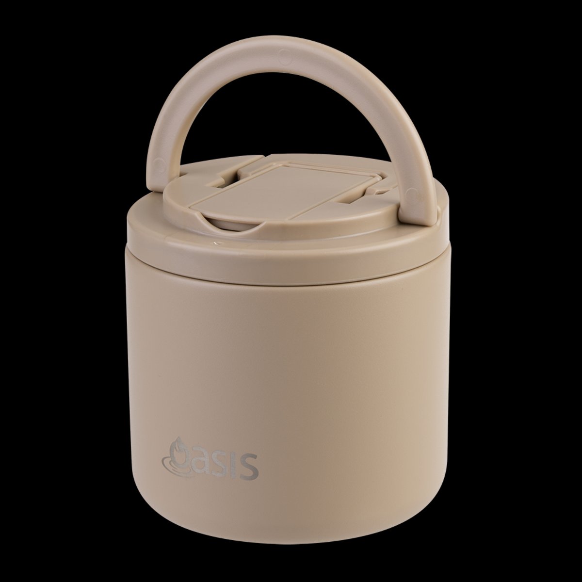 Oasis S/s Double Wall Ins. Food Flask W/ Quick Release Lid & Spork 550ml (latte)