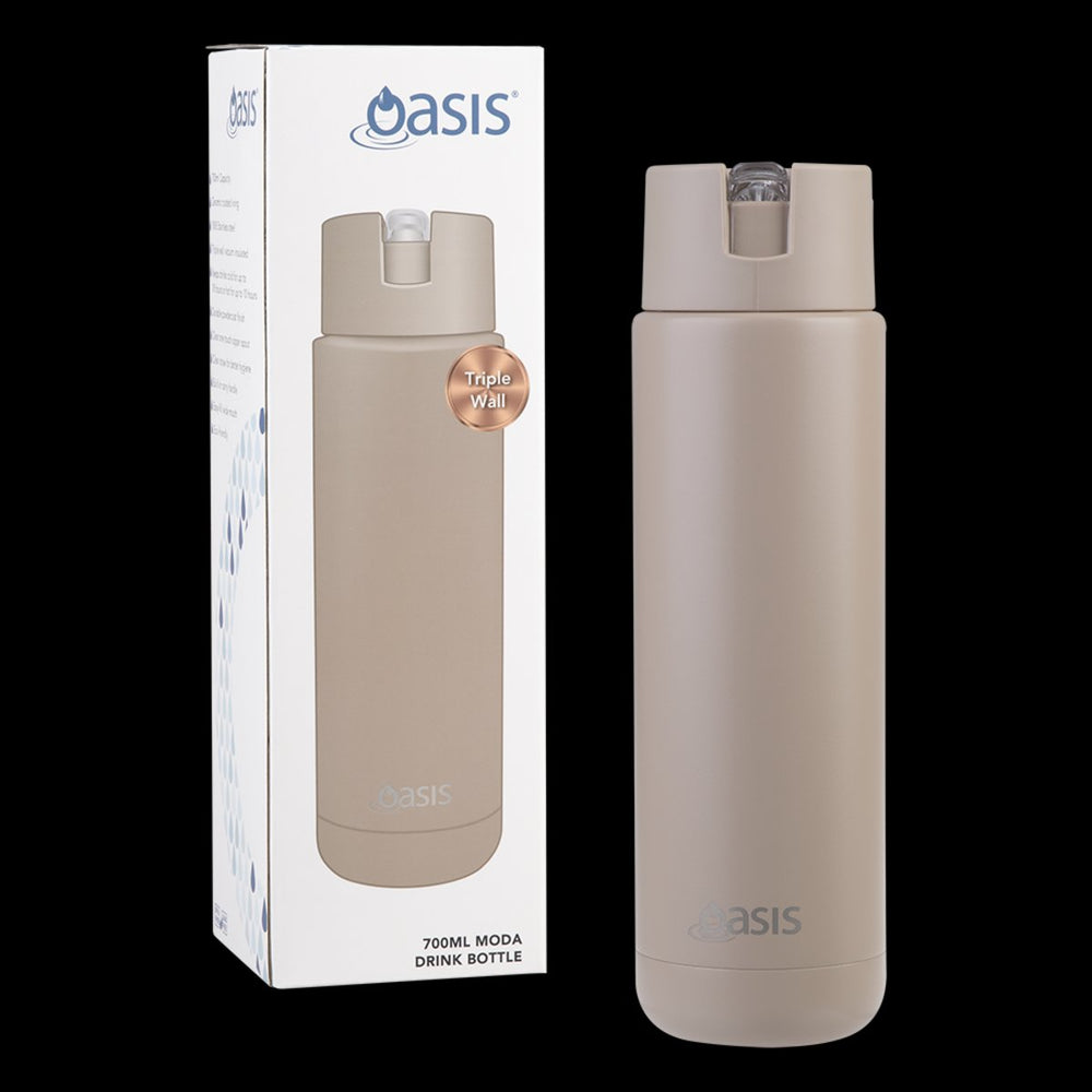 Oasis Ceramic Lined S/S Triple Wall Insulated "Moda" Drink Bottle 700Ml  (Latte)