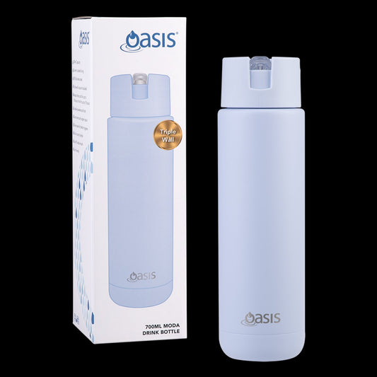 Oasis Ceramic Lined S/S Triple Wall Insulated "Moda" Drink Bottle 700Ml (Periwinkle)