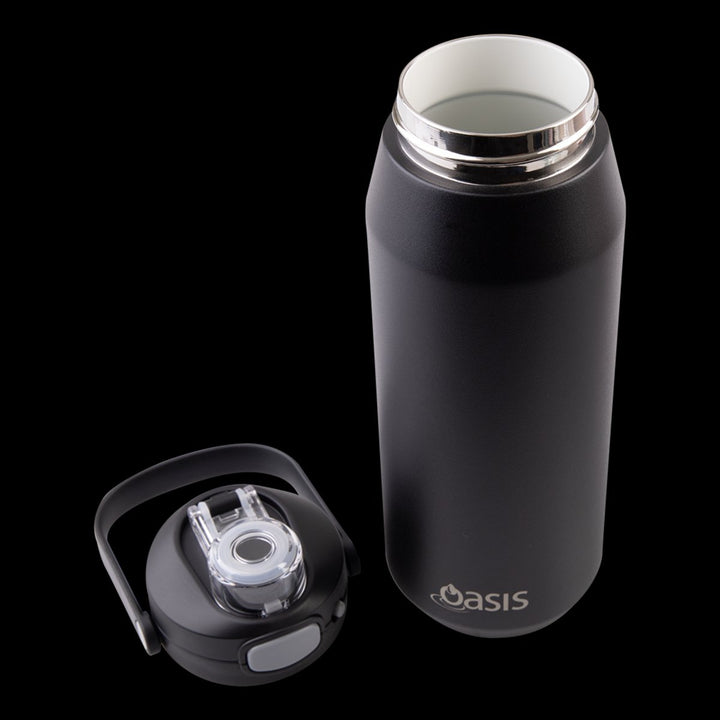 Oasis Ceramic Lined S/s Triple Wall Insulated "capri" Drink Bottle W/ Quick Release Lid 750ml Black