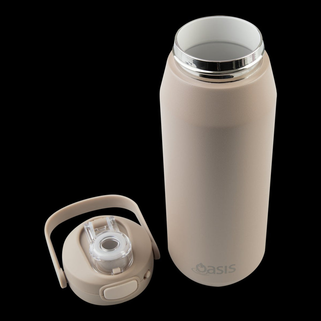 Oasis Ceramic Lined S/s Triple Wall Insulated "capri" Drink Bottle W/ Quick Release Lid 750ml Latte