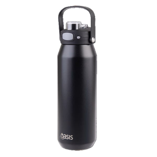 Oasis Capri Stainless Steel Ceramic Lined Insulated Drink Bottle 1L - Black