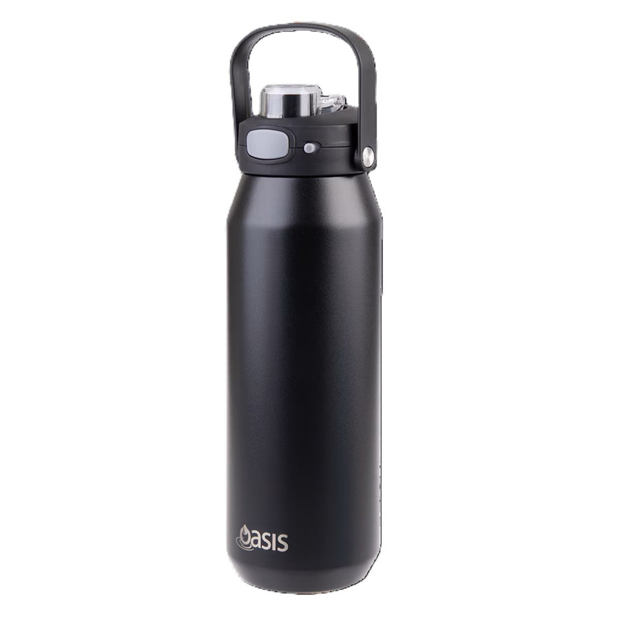 Oasis Capri Stainless Steel Ceramic Lined Insulated Drink Bottle 1L - Black