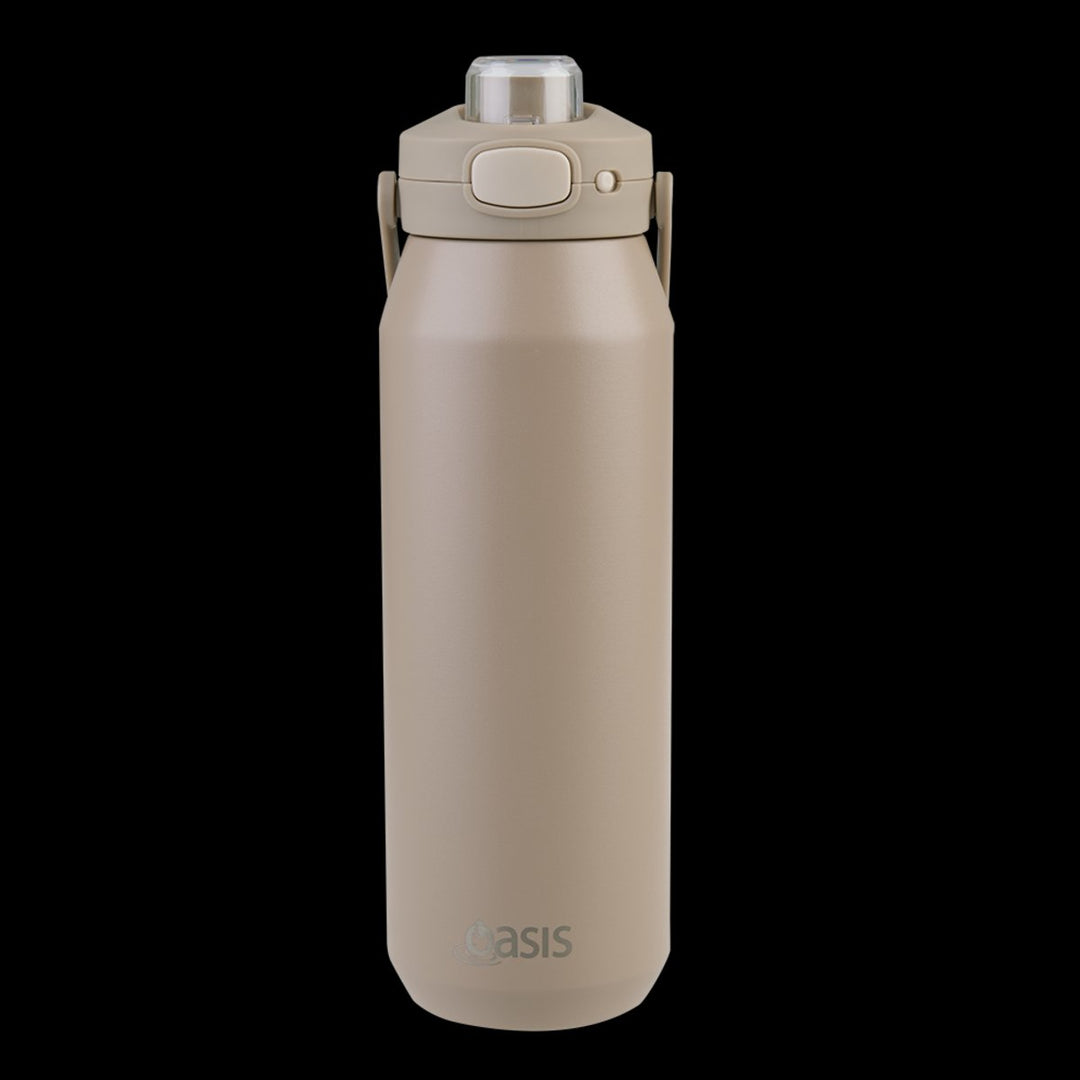 Oasis Ceramic Lined S/S Triple Wall Insulated "Capri" Drink Bottle W/ Quick Release Lid 1L Latte